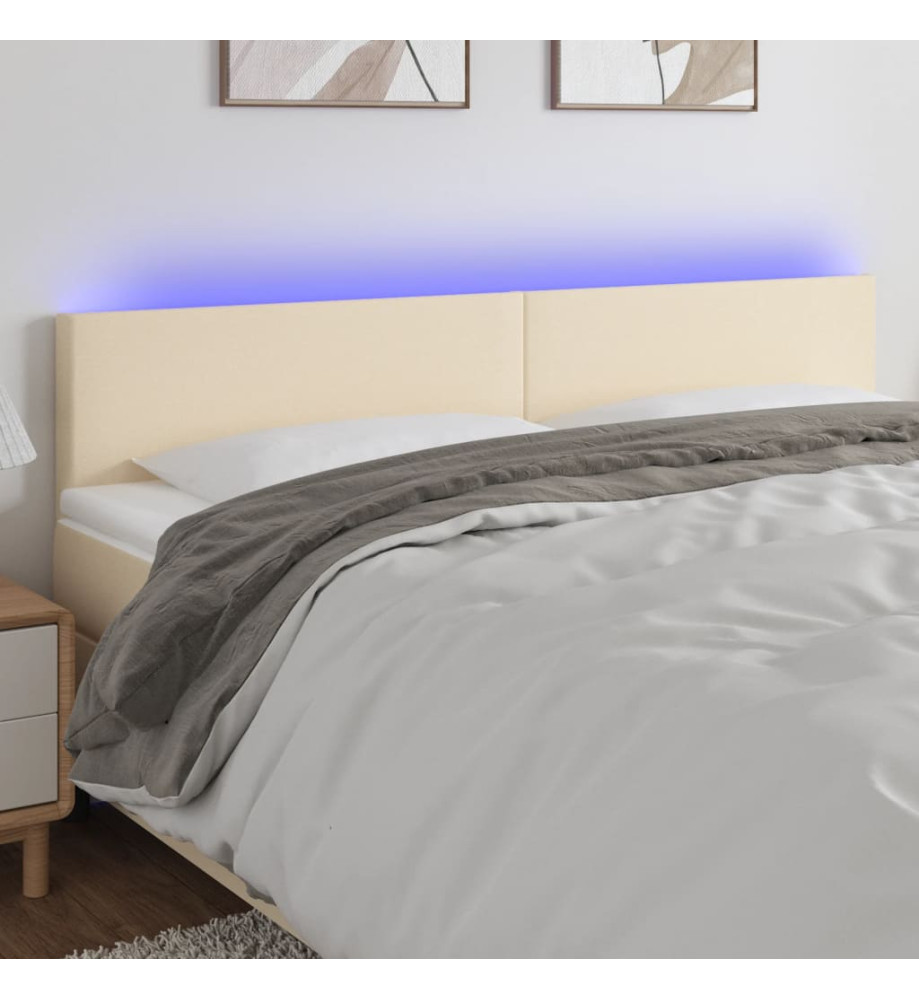 Tête de lit à LED Crème 200x5x78/88 cm Tissu Tête de lit à LED Crème 200x5x78/88 cm Tissu