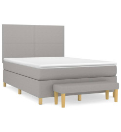 Lit à sommier tapissier avec matelas Gris clair 140x200cm Tissu