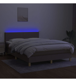 Sommier tapissier avec matelas et LED Taupe 140x200 cm Tissu