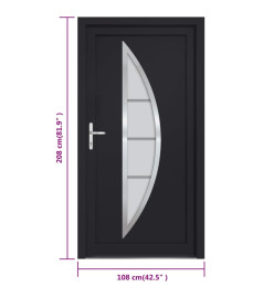 Porte d'entrée anthracite 108x208 cm PVC