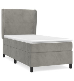 Lit à sommier tapissier et matelas Gris clair 90x190 cm Velours