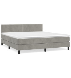 Lit à sommier tapissier et matelas Gris clair 180x200cm Velours