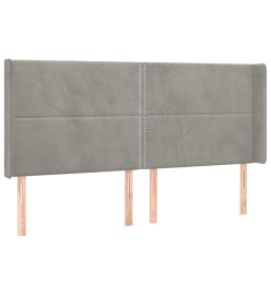 Tête de lit avec oreilles Gris clair 183x16x118/128 cm Velours