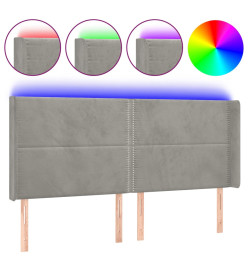 Tête de lit à LED Gris clair 183x16x118/128 cm Velours
