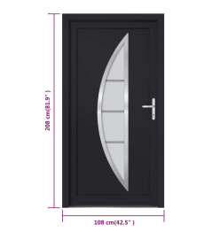 Porte d'entrée anthracite 108x208 cm PVC