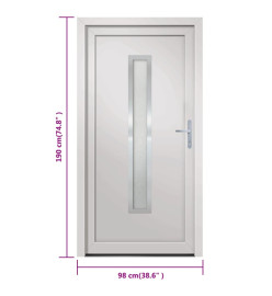 Porte d'entrée blanc 98x190 cm PVC