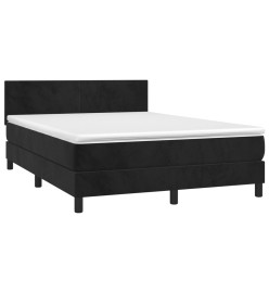 Lit à sommier tapissier avec matelas Noir 140x200 cm Velours