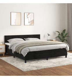 Lit à sommier tapissier et matelas Noir 160x200 cm Velours