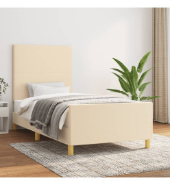 Cadre de lit avec tête de lit Crème 100x200 cm Tissu