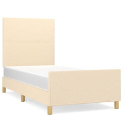 Cadre de lit avec tête de lit Crème 100x200 cm Tissu