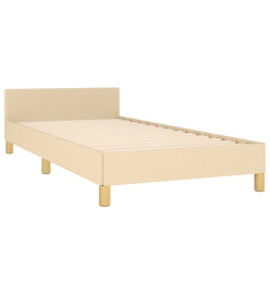 Cadre de lit avec tête de lit Crème 100x200 cm Tissu