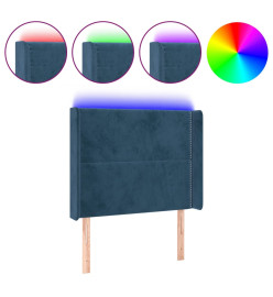 Tête de lit à LED Bleu foncé 103x16x118/128 cm Velours