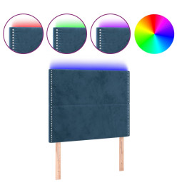Tête de lit à LED Bleu foncé 100x5x118/128 cm Velours
