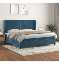 Lit à sommier tapissier et matelas Bleu foncé 200x200cm Velours