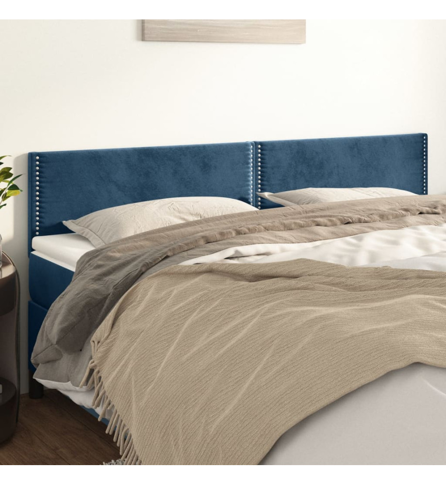 Têtes de lit 2 pcs Bleu foncé 100x5x78/88 cm Velours Têtes de lit 2 pcs Bleu foncé 100x5x78/88 cm Velours