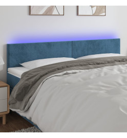 Tête de lit à LED Bleu foncé 160x5x78/88 cm Velours