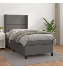 Lit à sommier tapissier avec matelas Gris 90x190 cm Similicuir