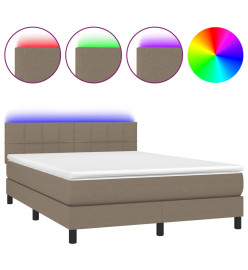 Sommier tapissier avec matelas et LED Taupe 140x200 cm Tissu