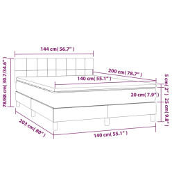Sommier tapissier avec matelas et LED Taupe 140x200 cm Tissu