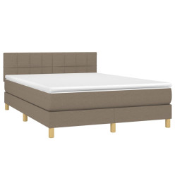 Lit à sommier tapissier avec matelas Taupe 140x190 cm Tissu