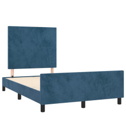 Cadre de lit avec tête de lit Bleu foncé 120x200 cm Velours