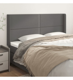 Tête de lit avec oreilles Gris 163x16x118/128 cm Similicuir