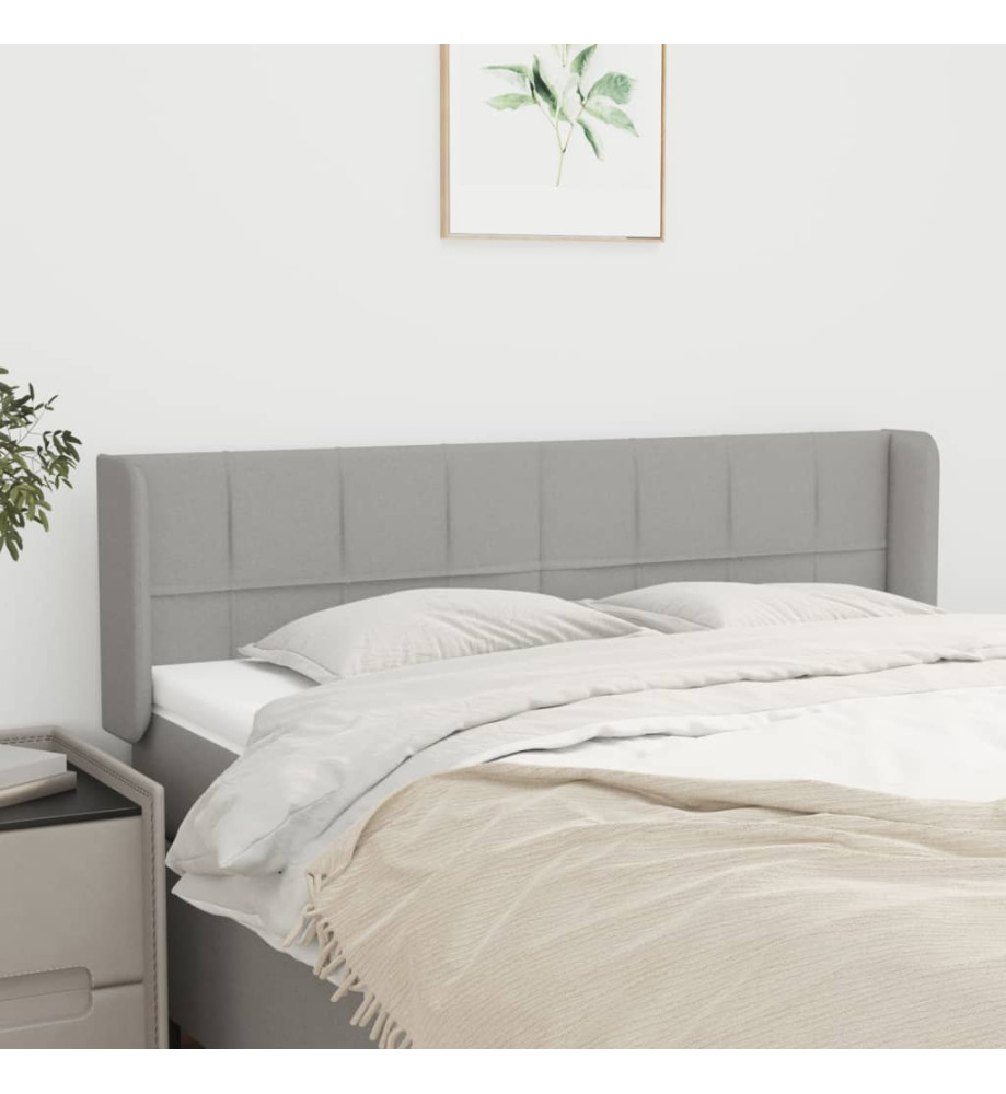 Tête de lit avec oreilles Gris clair 147x16x78/88 cm Tissu Tête de lit avec oreilles Gris clair 147x16x78/88 cm Tissu
