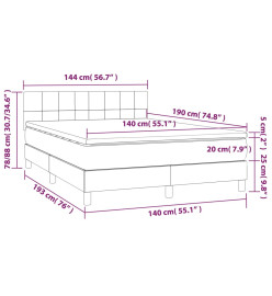 Sommier tapissier et matelas et LED Gris clair 140x190 cm Tissu