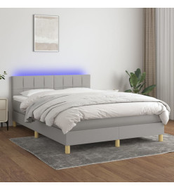 Sommier tapissier et matelas et LED Gris clair 140x200 cm Tissu