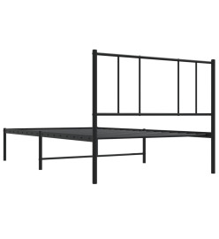Cadre de lit métal avec tête de lit noir 75x190 cm