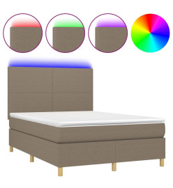 Sommier tapissier avec matelas et LED Taupe 140x190 cm Tissu