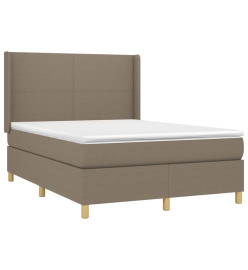 Lit à sommier tapissier avec matelas Taupe 140x200 cm Tissu