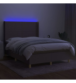 Sommier tapissier avec matelas et LED Taupe 140x190 cm Tissu