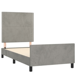 Cadre de lit avec tête de lit Gris clair 100x200 cm Velours