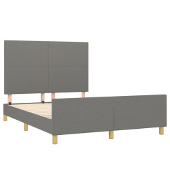 Cadre de lit avec tête de lit Gris foncé 140x190 cm Tissu