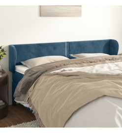 Tête de lit avec oreilles Bleu foncé 183x23x78/88 cm Velours