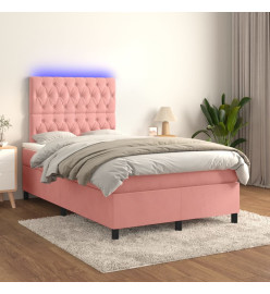 Sommier tapissier avec matelas et LED Rose 120x200cm Velours