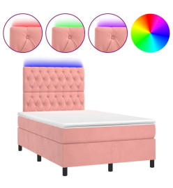 Sommier tapissier avec matelas et LED Rose 120x200cm Velours