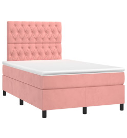 Sommier tapissier avec matelas et LED Rose 120x200cm Velours