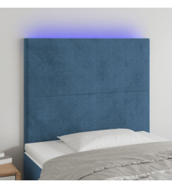 Tête de lit à LED Bleu foncé 100x5x118/128 cm Velours