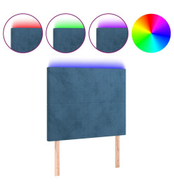 Tête de lit à LED Bleu foncé 100x5x118/128 cm Velours