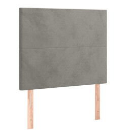 Sommier tapissier et matelas et LED Gris clair 90x190cm Velours