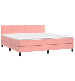 Sommier tapissier avec matelas et LED Rose 160x200 cm Velours