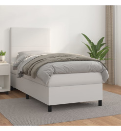 Lit à sommier tapissier avec matelas Blanc 90x190 cm Similicuir