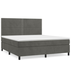 Lit à sommier tapissier et matelas Gris foncé 180x200cm Velours