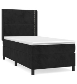 Lit à sommier tapissier avec matelas Noir 90x200 cm Velours