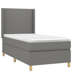Lit à sommier tapissier avec matelas Gris foncé 80x200 cm Tissu