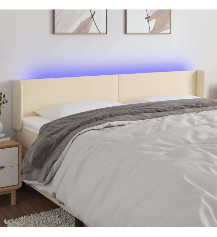 Tête de lit à LED Crème 163x16x78/88 cm Tissu Tête de lit à LED Crème 163x16x78/88 cm Tissu