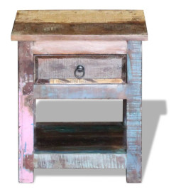 Table d'appoint 1 tiroir Bois de récupération massif 43x33x51cm