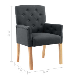 Chaises à manger avec accoudoirs lot de 2 gris tissu